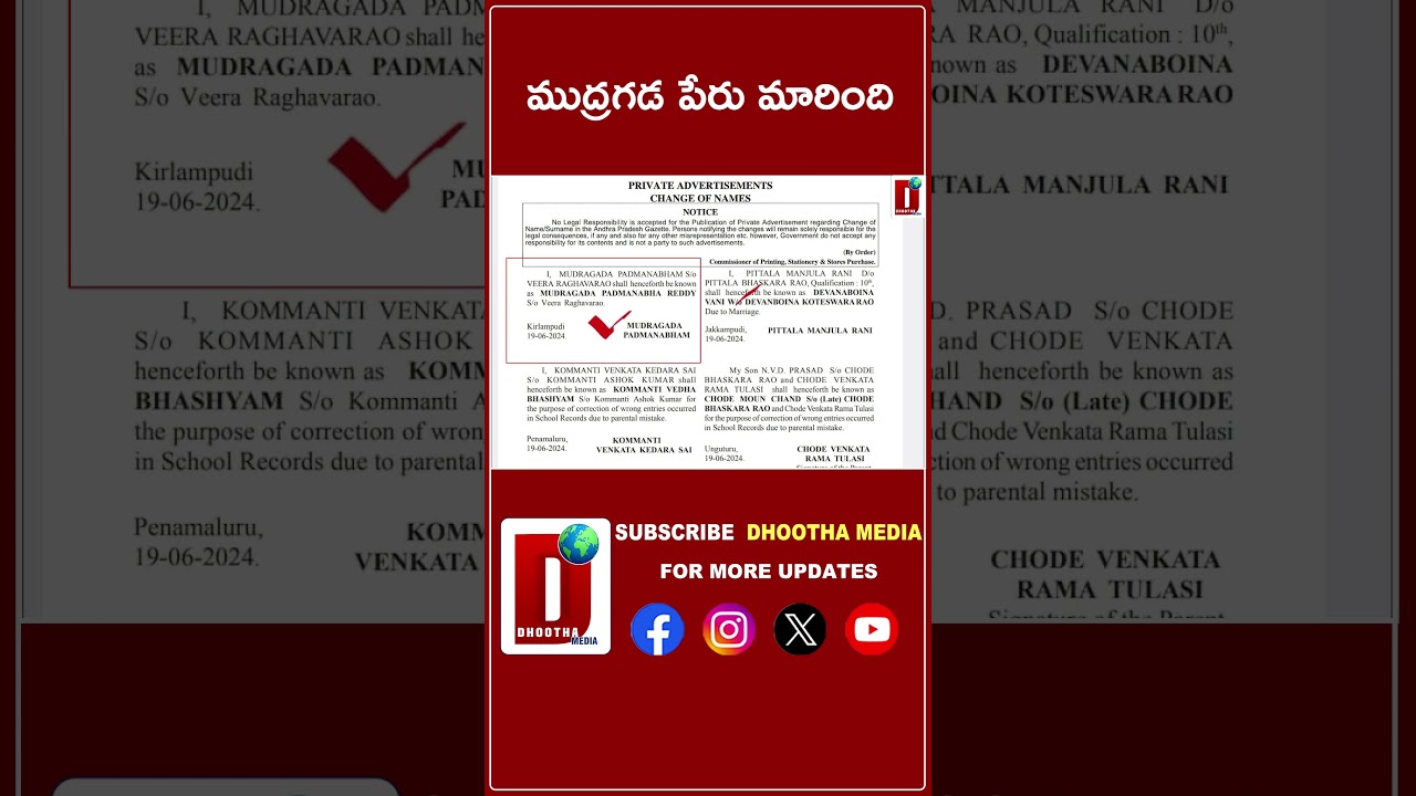 ముద్రగడ పేరు మారింది || DHOOTHA MEDIA #mudragadapadmanabham #changename #pawankalyan #viral #shorts