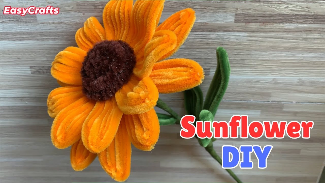 DIY How to make simple sunflower pipe cleaner flower - EasyCrafts