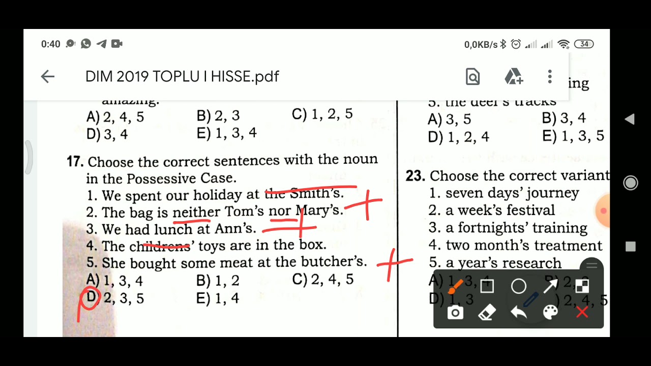 ingilis dili - test toplusu ismin yiyelik hali Cases of Nouns