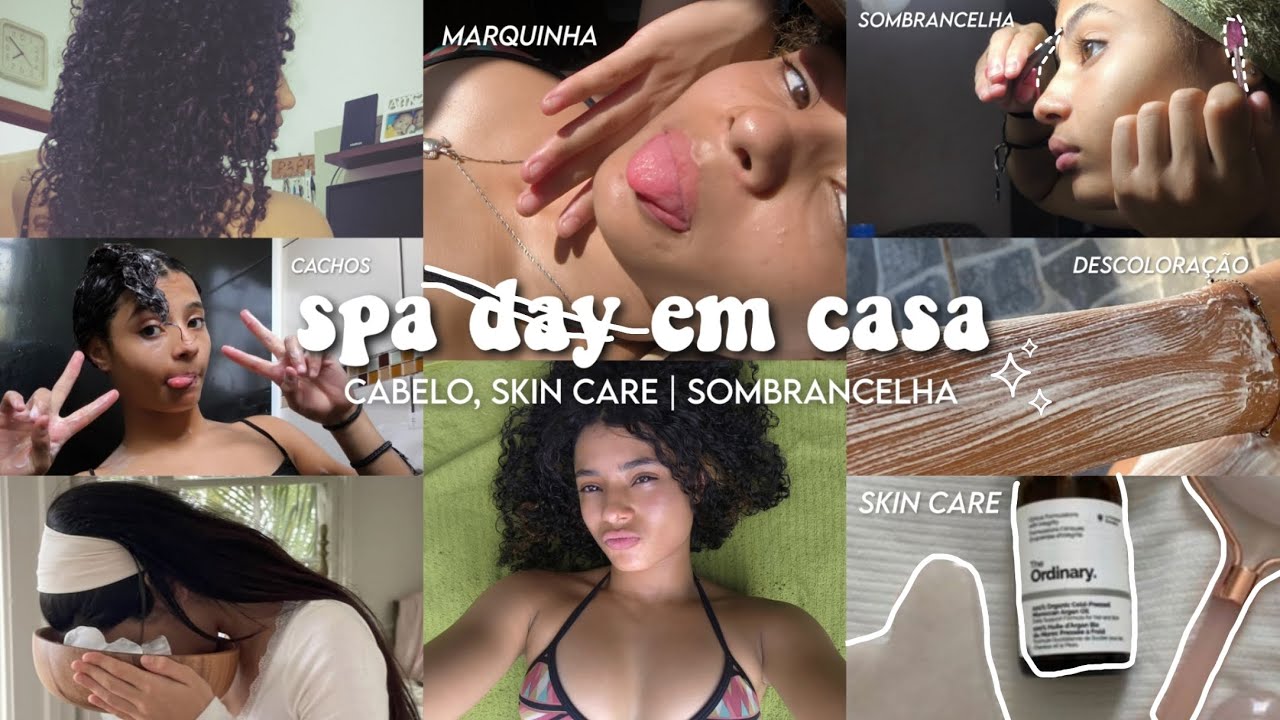 SPA DAY EM CASA🤍🧖🏻‍♀️| cabelo, skin care, descoloração marquinha, auto cuidado e GLOW UP