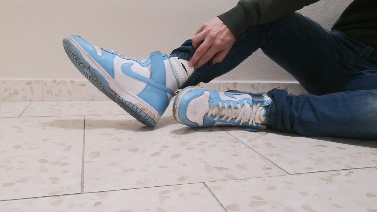 BORROWED Blue-Chill Nike Dunk Highs from a Friend