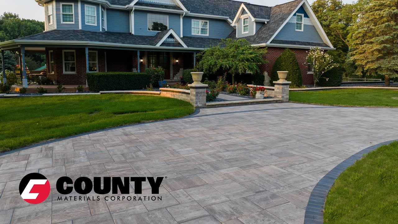 Concrete Pavers Form Winding Driveway for Charming Midwest Home