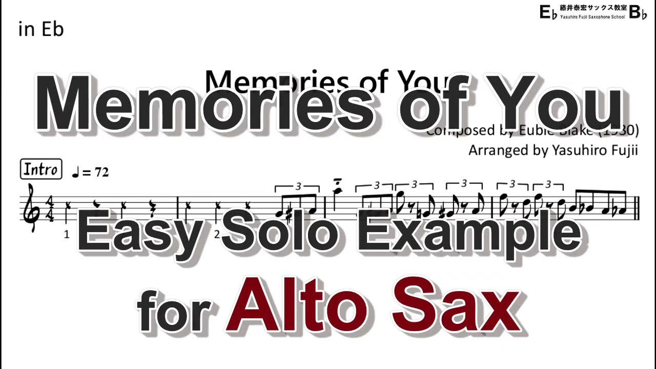 Memories of You - Easy Solo Example for Alto Sax