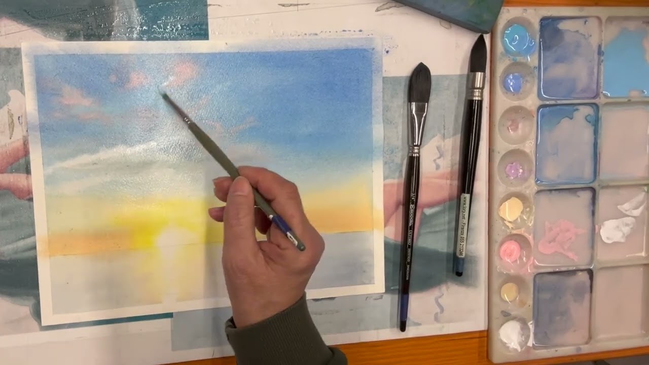 Tramonto in acquerello 2024, lezione in presenza