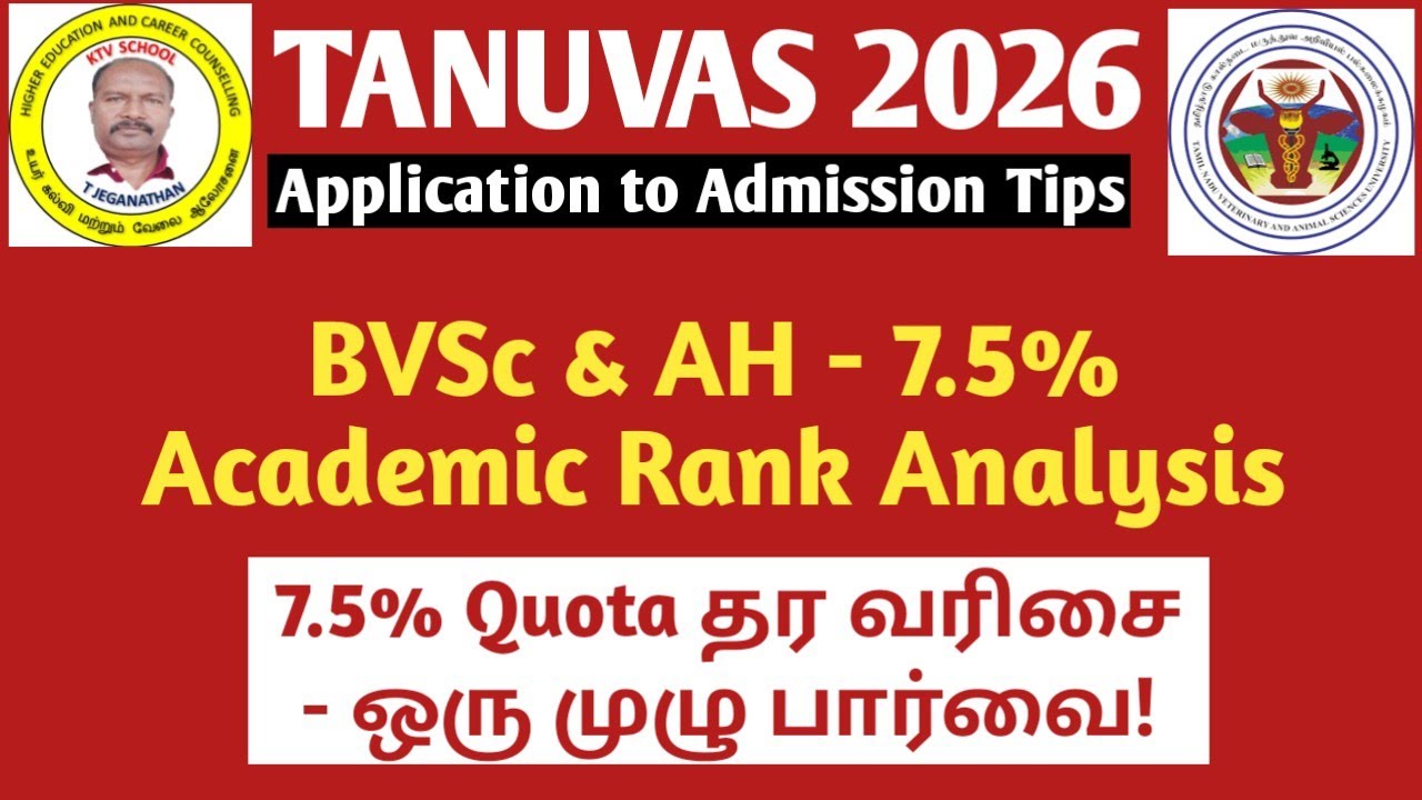 TANUVAS 2026 | BVSc & AH - 7.5% Academic Rank Analysis #vci #tanuvas