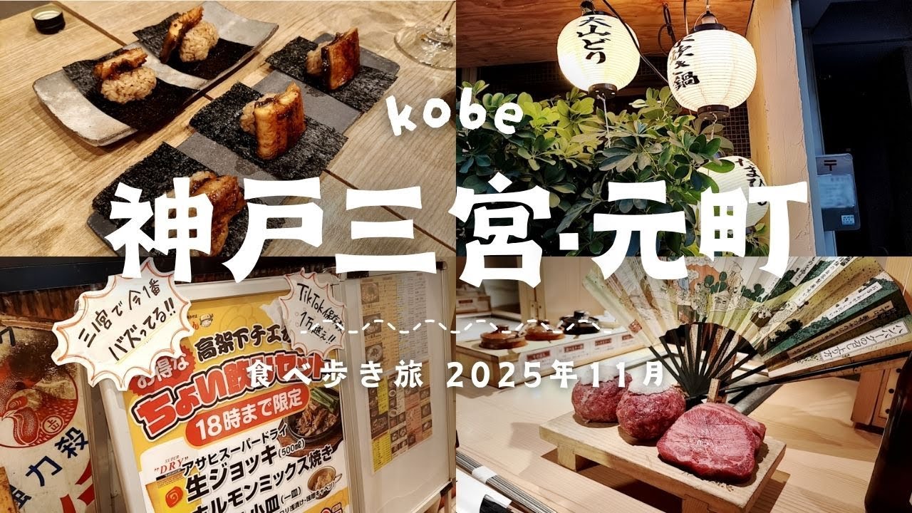 神戸三宮～元町食べ歩き旅 2025/11月編 ◆◆【神戸赤ふじ本店】【元町ケーキ】【炭火焼鳥酒場だんご本店】【鮨しゅんぺい】【高架下チエちゃん】◆◆