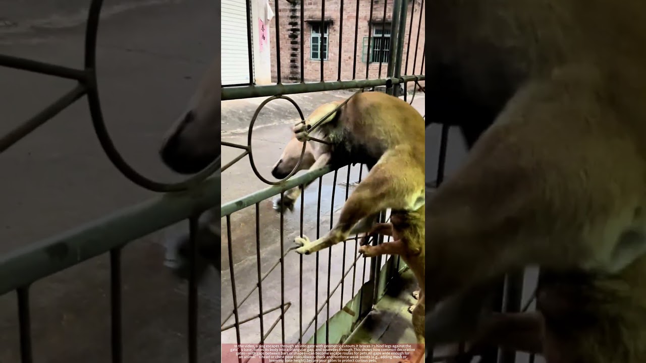 Is Your Iron Gate Safe ! Dog Squeezes Out of Geometric Gap