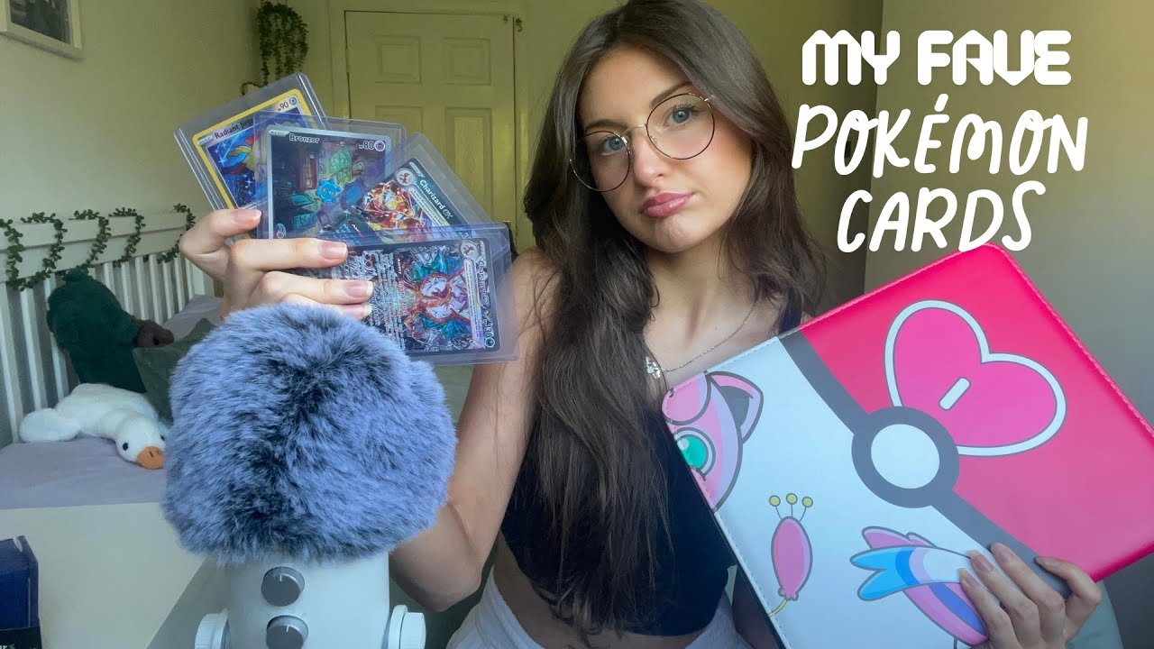 ASMR My favourite Pok&eacute;mon cards + showing my collection (tapping, page flipping, card shuffling)