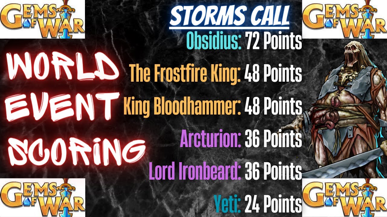 Gems of War World Event Scoring May 22nd 2023 Storms Call