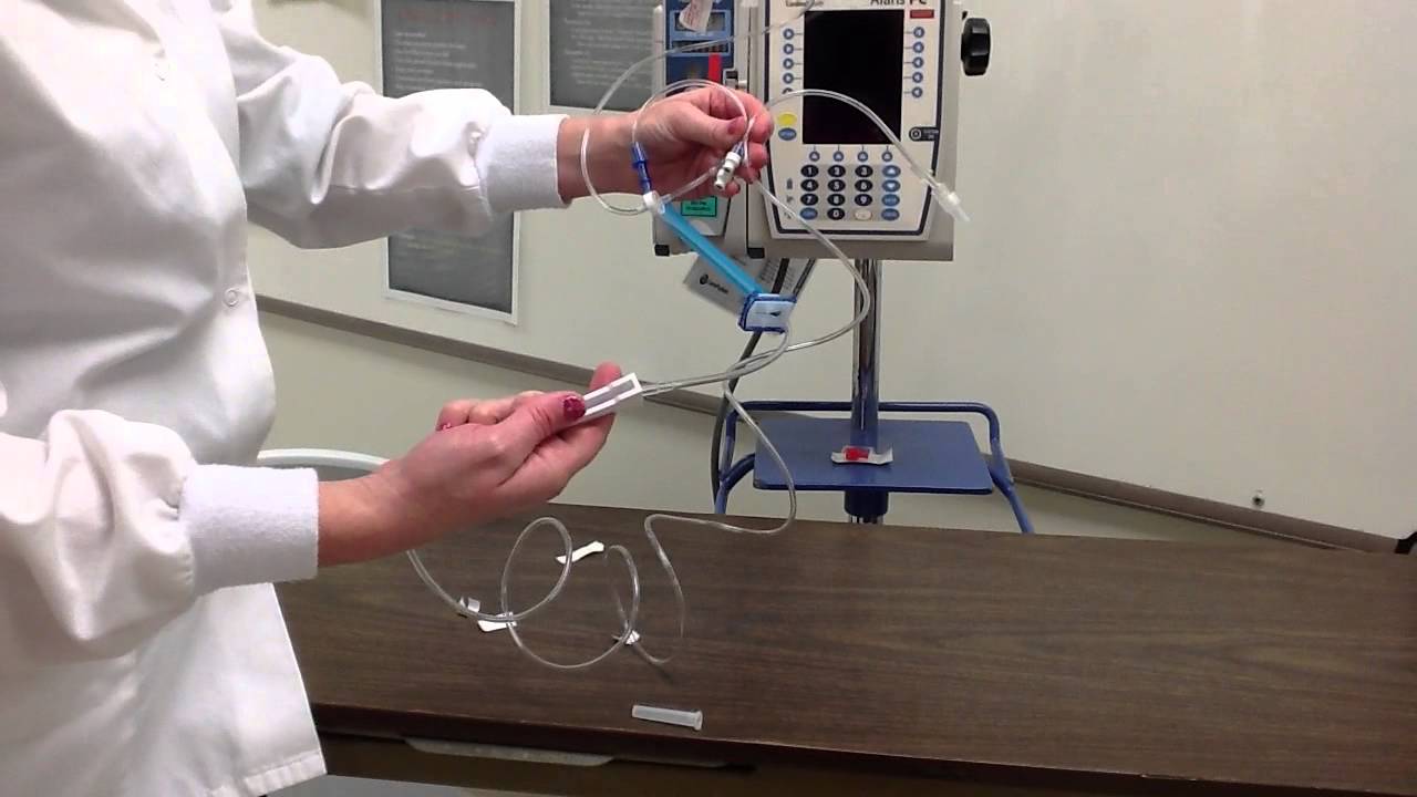 Primary IV tubing and Alaris IV pump