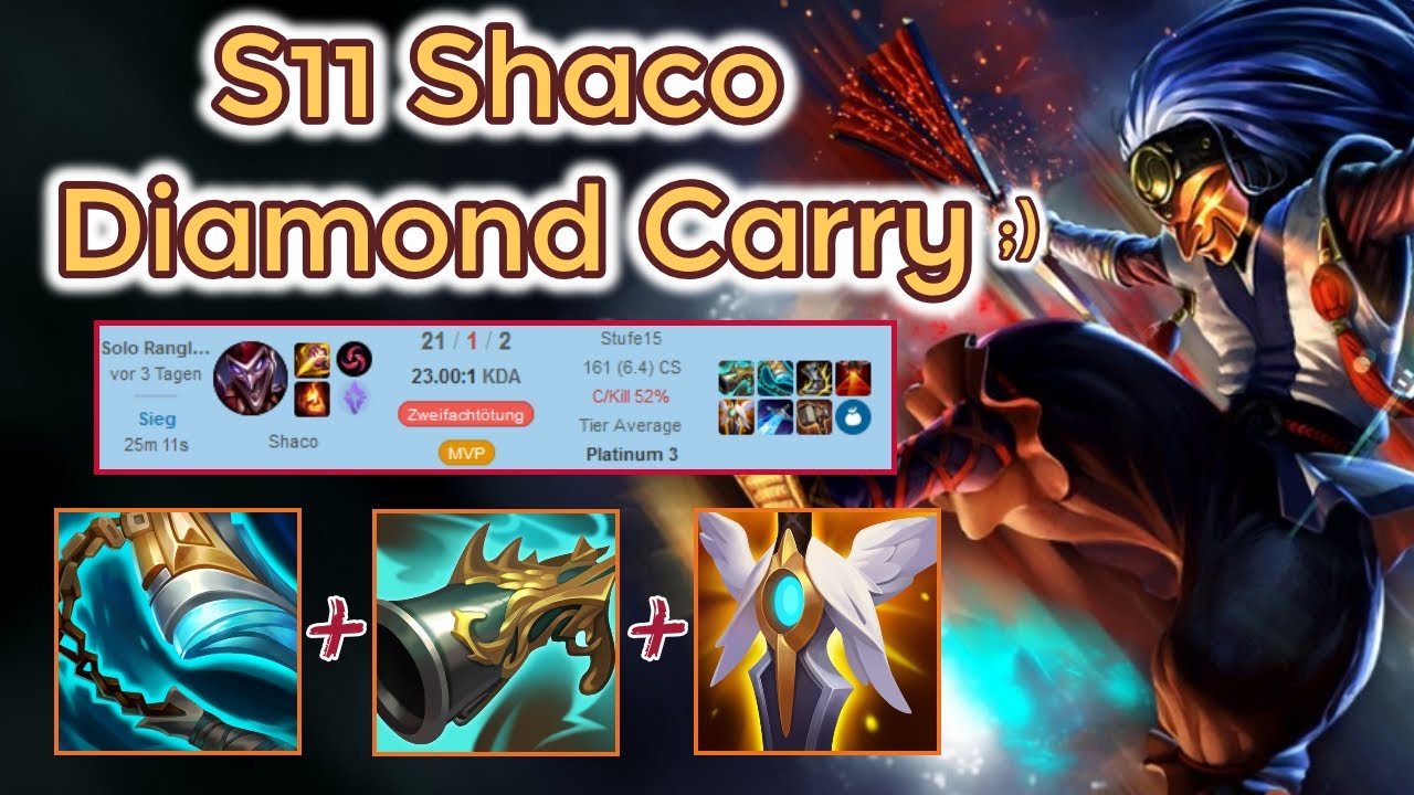 Placement Games Shaco carrying Diamond Elo - S11 [League of Legends] Full Gameplay - Infernal Shaco