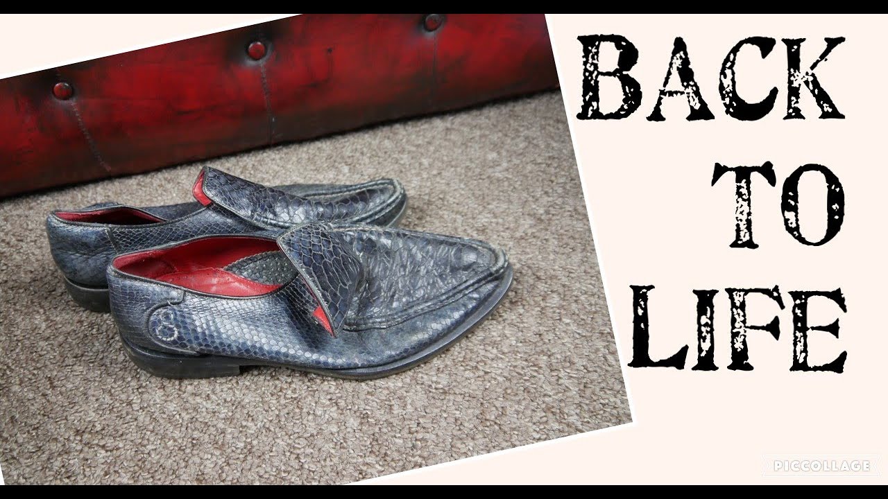 Reviving Flattened Oliver Sweeney Snake Skin Dress Shoes - Saved From The Trash