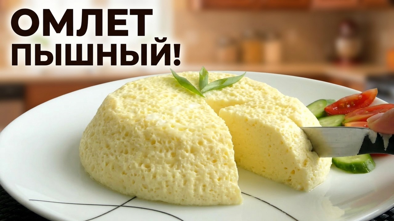 Пышный омлет на воде! Даже остыв не опадает! Без духовки из двух ингредиентов!