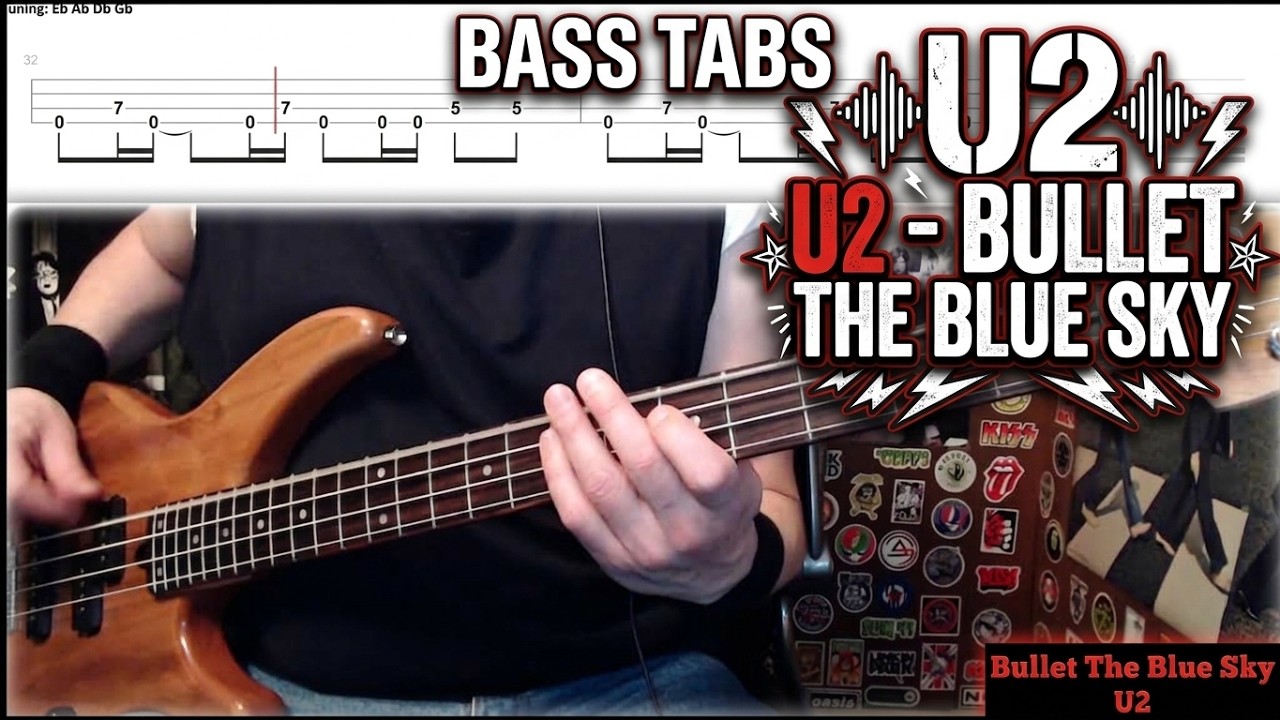 Bullet The Blue Sky by U2 - Bass Cover with Tabs Play-Along