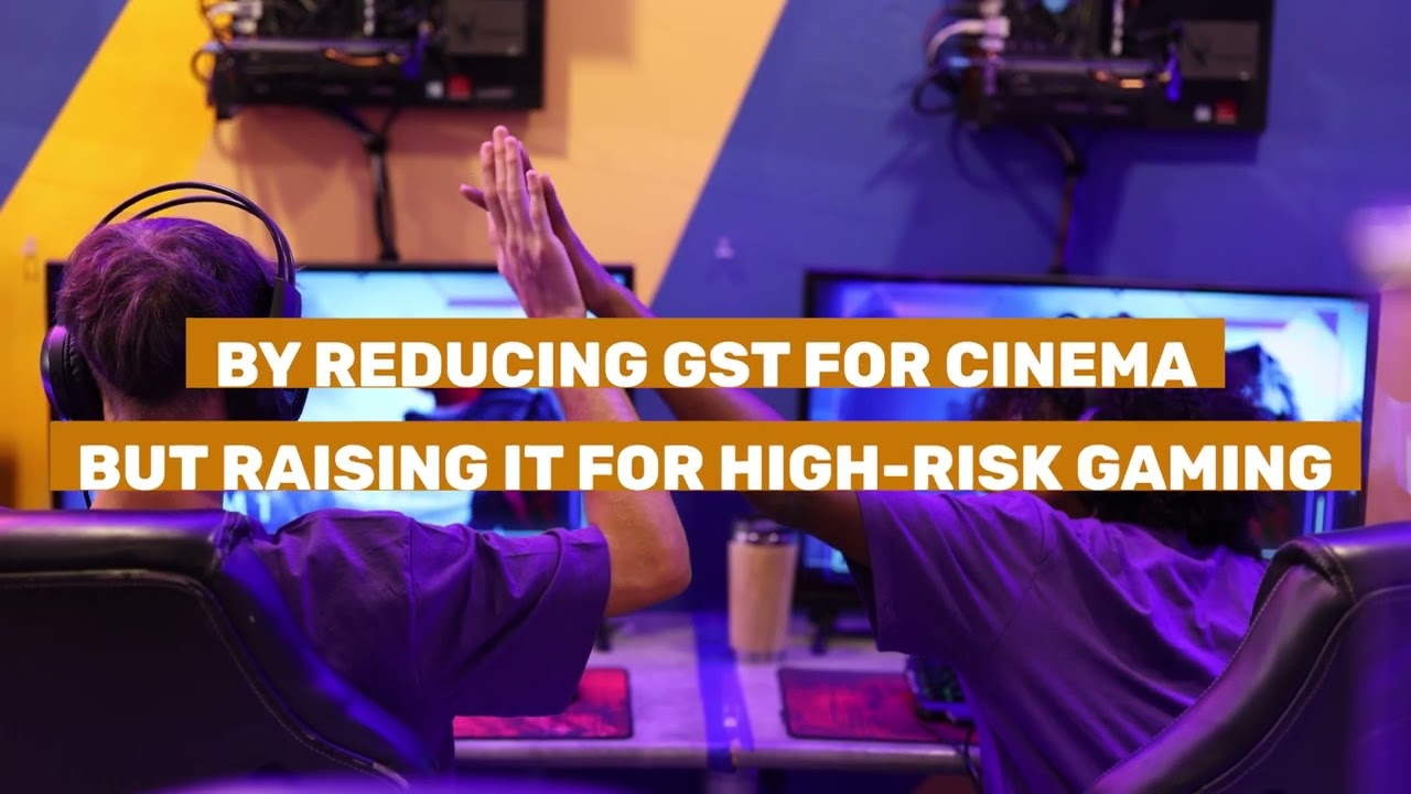 GST cuts movie ticket tax to 5% (₹100 or below) to make cinema more affordable.
