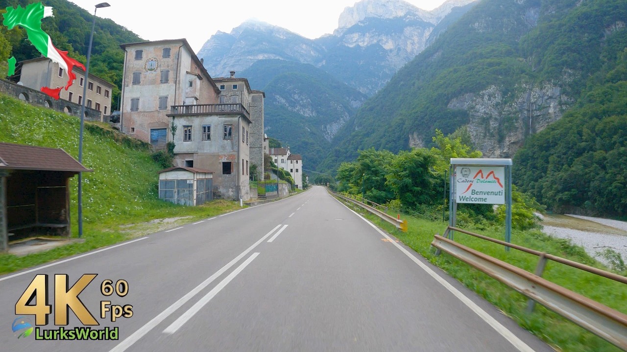 Scenic Drive in Italy  - Ponte nelle Alpi To Mauria Pass - 4K60