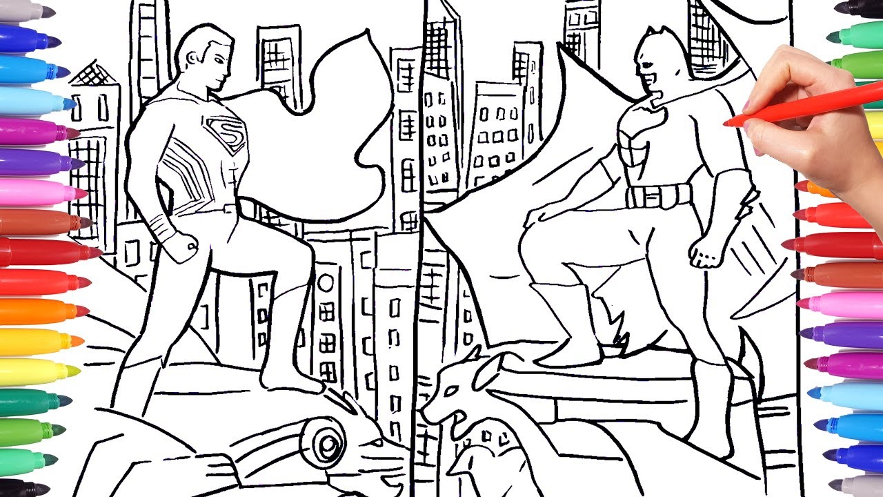 BATMAN vs SUPERMAN Superheroes Coloring Pages | Drawing and Coloring DC Superheroes | Justice League