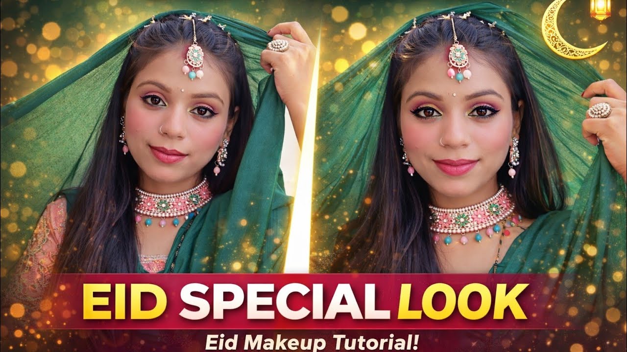Eid Special Makeup Transformation ✨ #makeup #makeuptransition #makeuplook #grwm #makeuptutorial