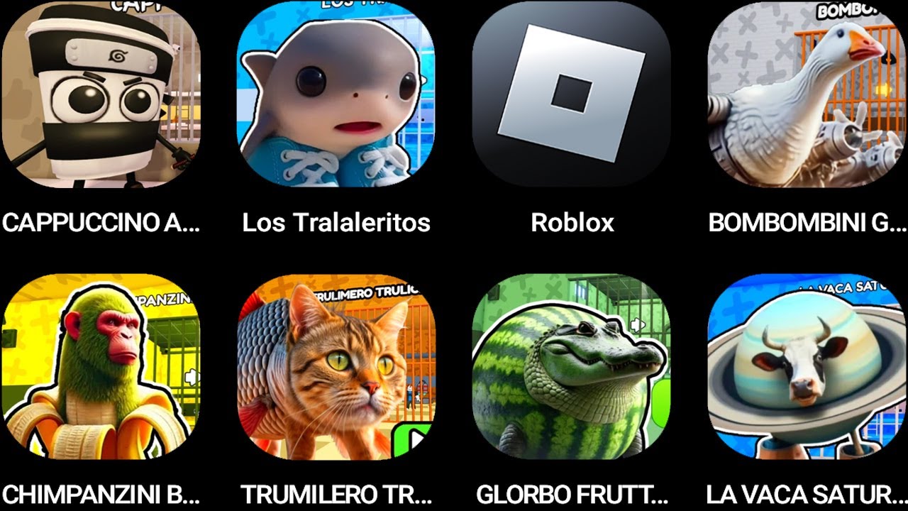 CAPPUCCINO ASSASSINO,LOS TRALALERITOS,Roblox,BOMBOMBINI GUSINI'S,CHIMPANZINI BANANINI'S...