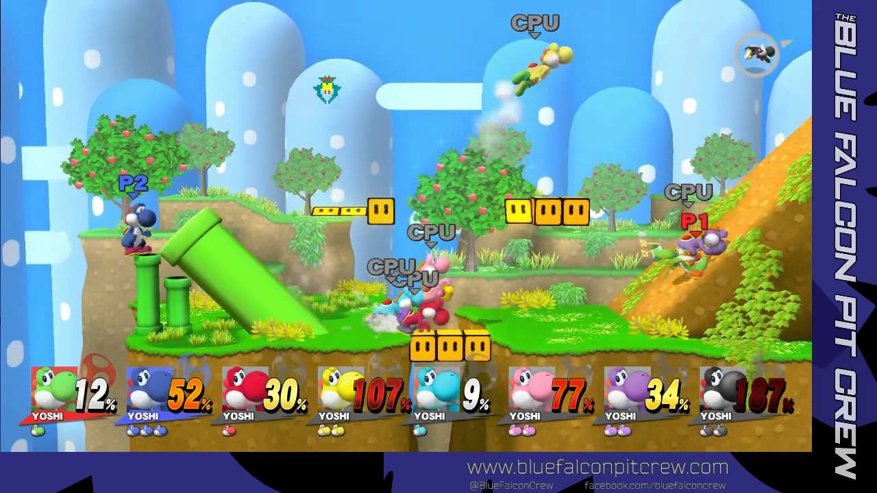 All YOSHI 8-Player Super Smash Bros Wii U