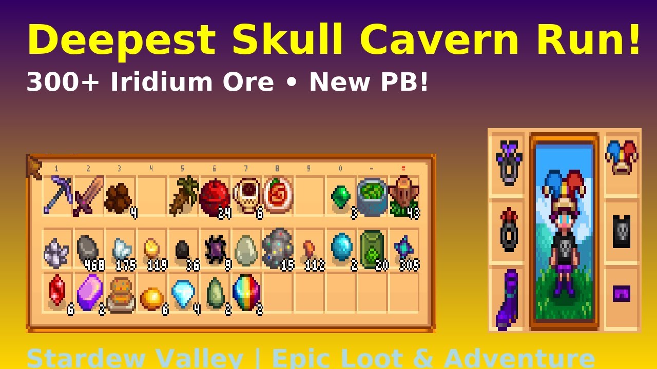 Stardew Valley Skull Cavern DEEPEST Run Yet! | 300+ Iridium Ore & Skill Mastery 5