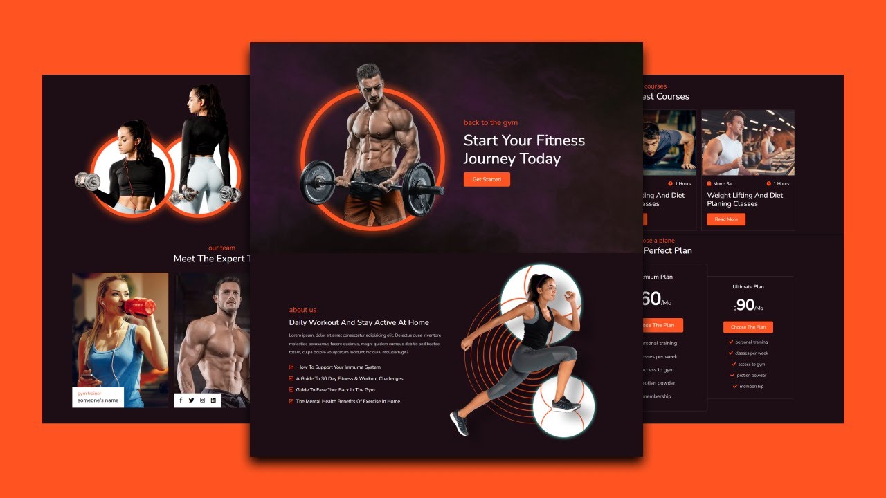 Create A Responsive Fitness Website Design - HTML / CSS / SASS / JavaScript / BOOTSTRAP From Scratch