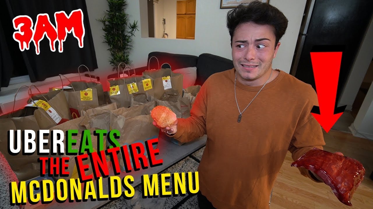 DO NOT ORDER ENTIRE MCDONALD'S MENU ON UBER EATS AT 3AM CHALLENGE!! (SO GROSS)