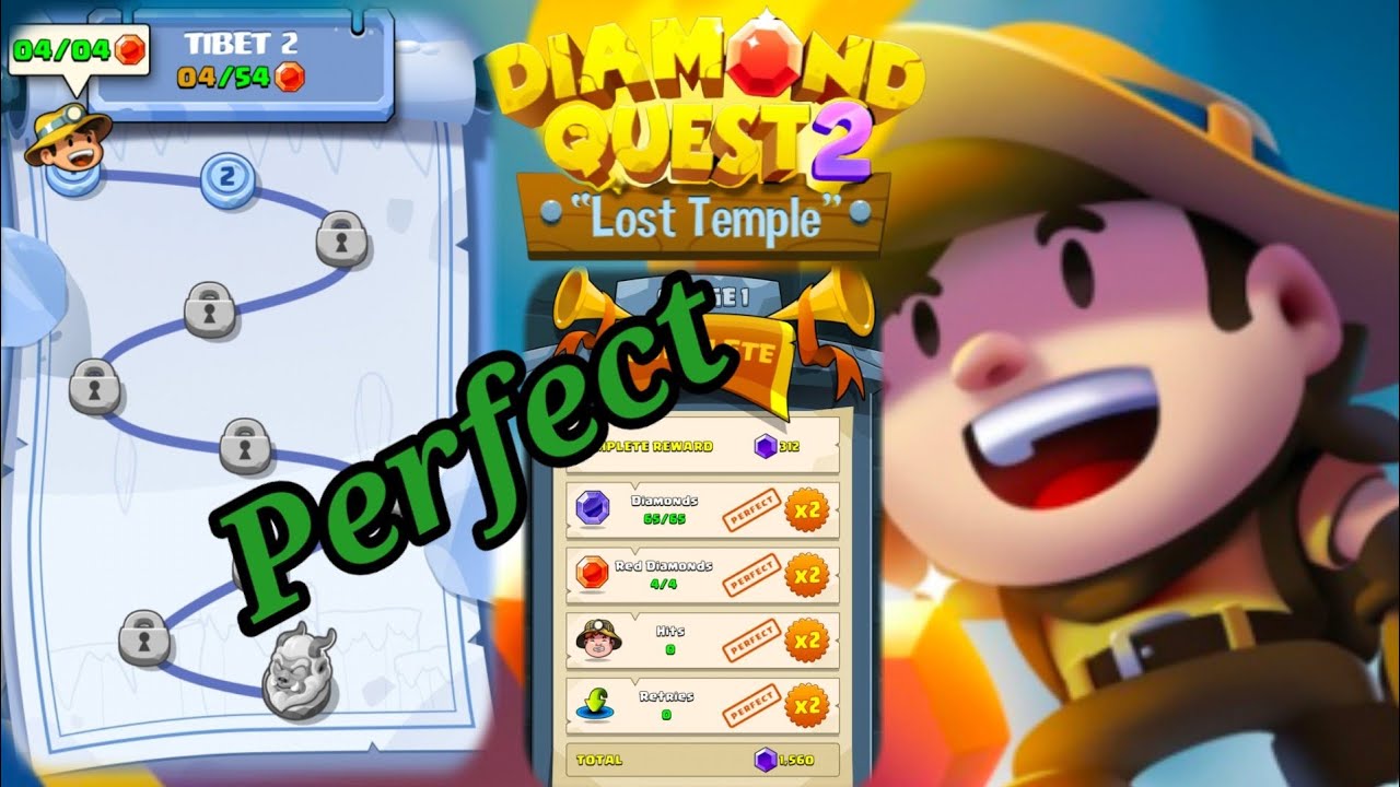 Diamond Quest 2 Lost Temple TIBET 2 Stage 1 (Perfect Play)