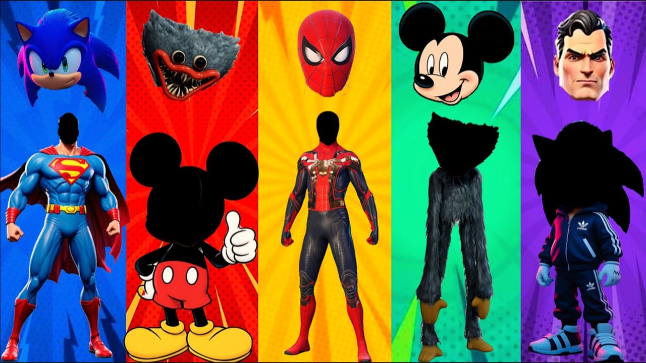 5 ROUNDS Wrong Eyes Quiz! Can YOU Guess Sonic, Huggy Wuggy, Spider-Man, Mickey & Superman?#wrongeyes