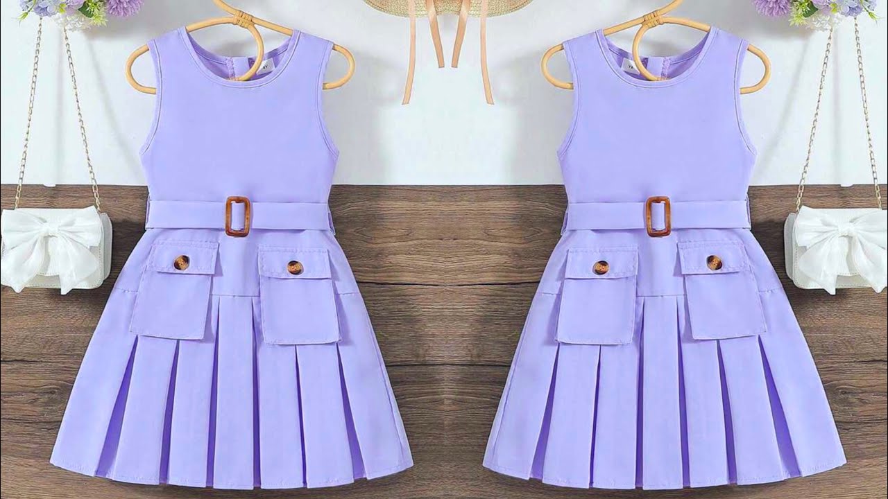 Very Easy and Beautiful Back Button Placket Baby Frock With Belt and Pockets Cutting and Stitching