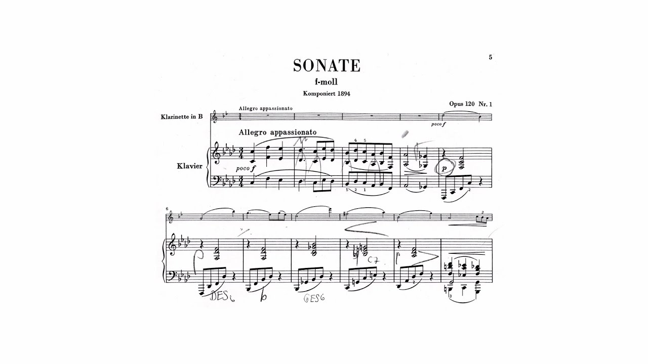 Brahms : Sonata f. Piano & Clarinet, op. 120 No 1, Dieter Kl&ouml;cker, Clarinet, Claudius Tanski, Piano