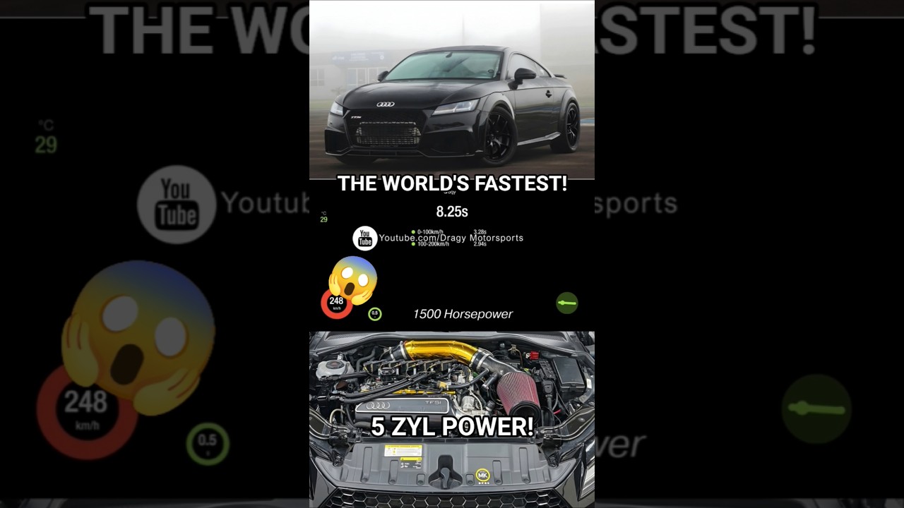 1500-сильный монстр ➡️ Audi TT-RS 8S 338 км/ч на дистанции в полмили! #audi #максимальнаяскорость...