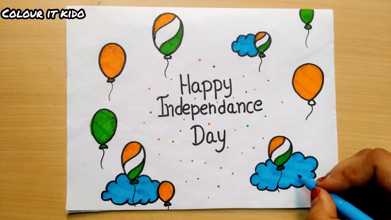 Independence Day Drawing Easy Steps | Independence Day Card Drawing Idea /Independence Day Drawing