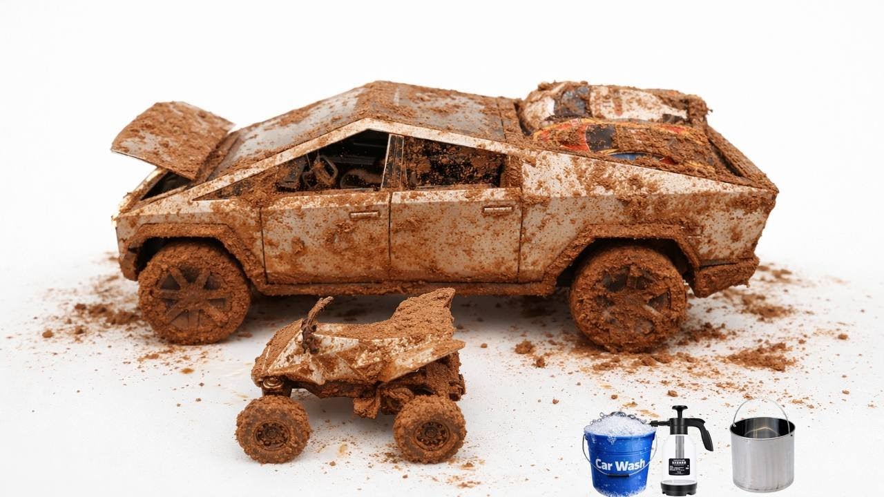 The surreal Cleaning Process of a Tesla | Mini Car After an Extreme Off-Road Adventure
