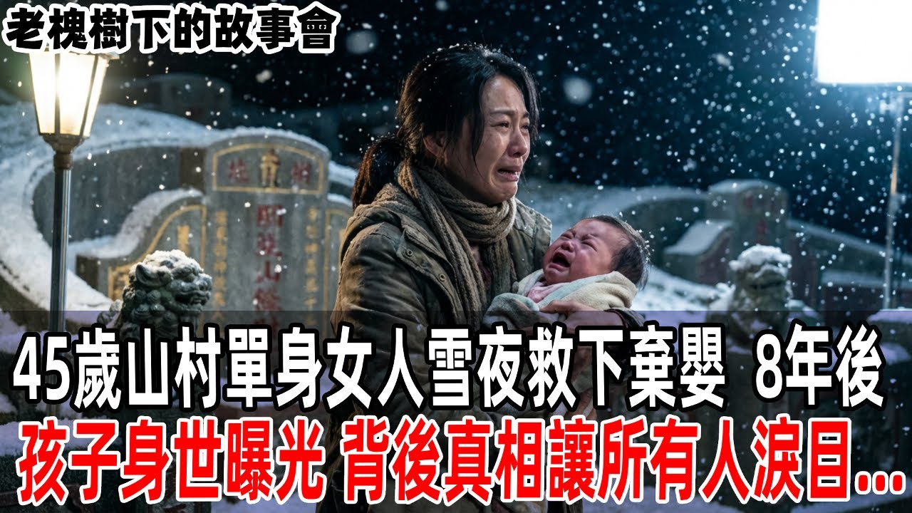 45歲山村單身女人雪夜救下棄嬰，8年後孩子身世曝光，背後真相讓所有人淚目...【老槐樹下的故事會】#情感故事 #老年生活 #人生感悟 #情感共鸣 #感人壹幕 #故事分享 #故事#原創#爽文
