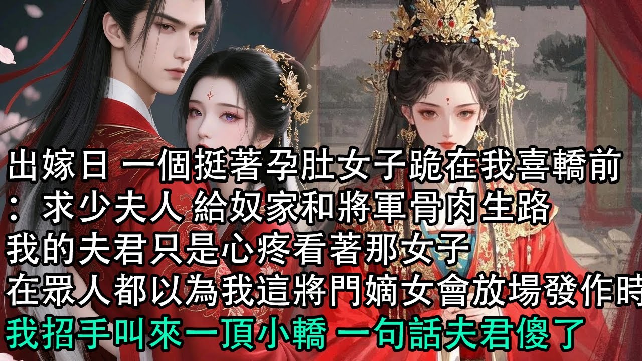 【一口氣看完】出嫁日 一個挺著孕肚女子跪在我喜轎前：求少夫人 給奴家和將軍骨肉生路，我的夫君只是心疼看著那女子，在眾人都以為我這將門嫡女會放場發作時，我招手叫來一頂小轎 一句話夫君傻了