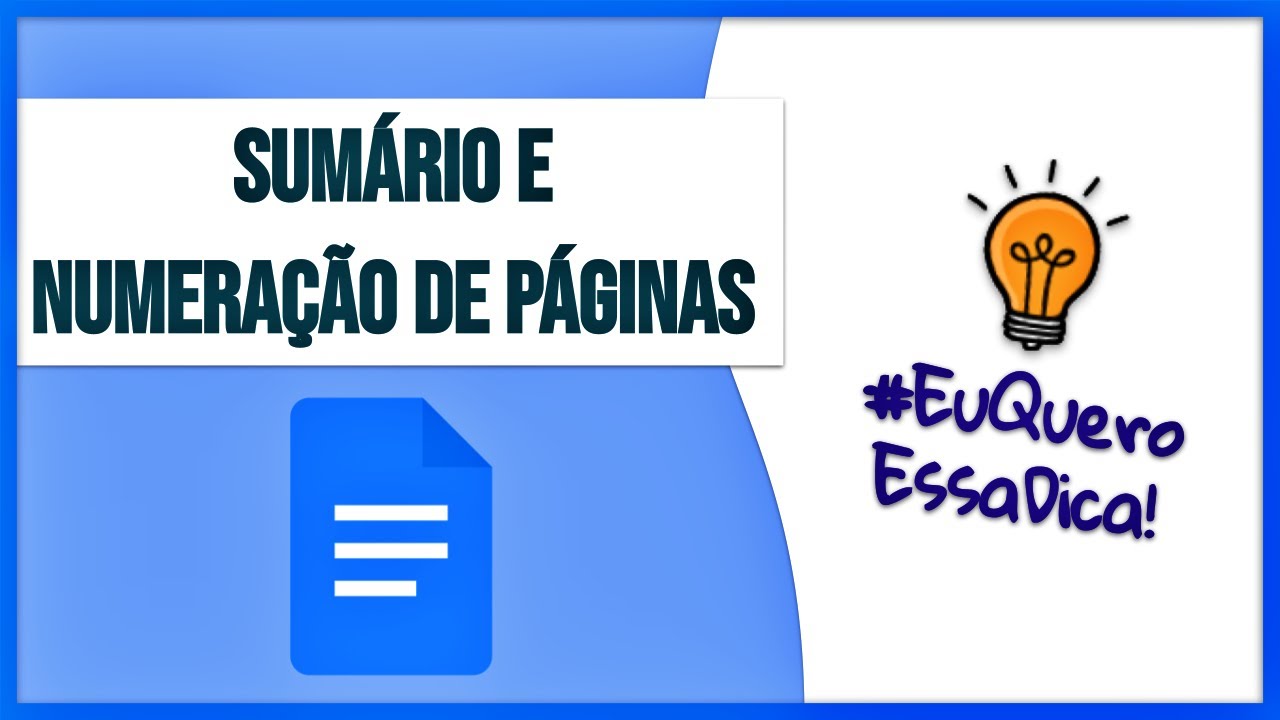GOOGLE DOCS: Como criar um SUM&Aacute;RIO e NUMERA&Ccedil;&Atilde;O DE P&Aacute;GINAS