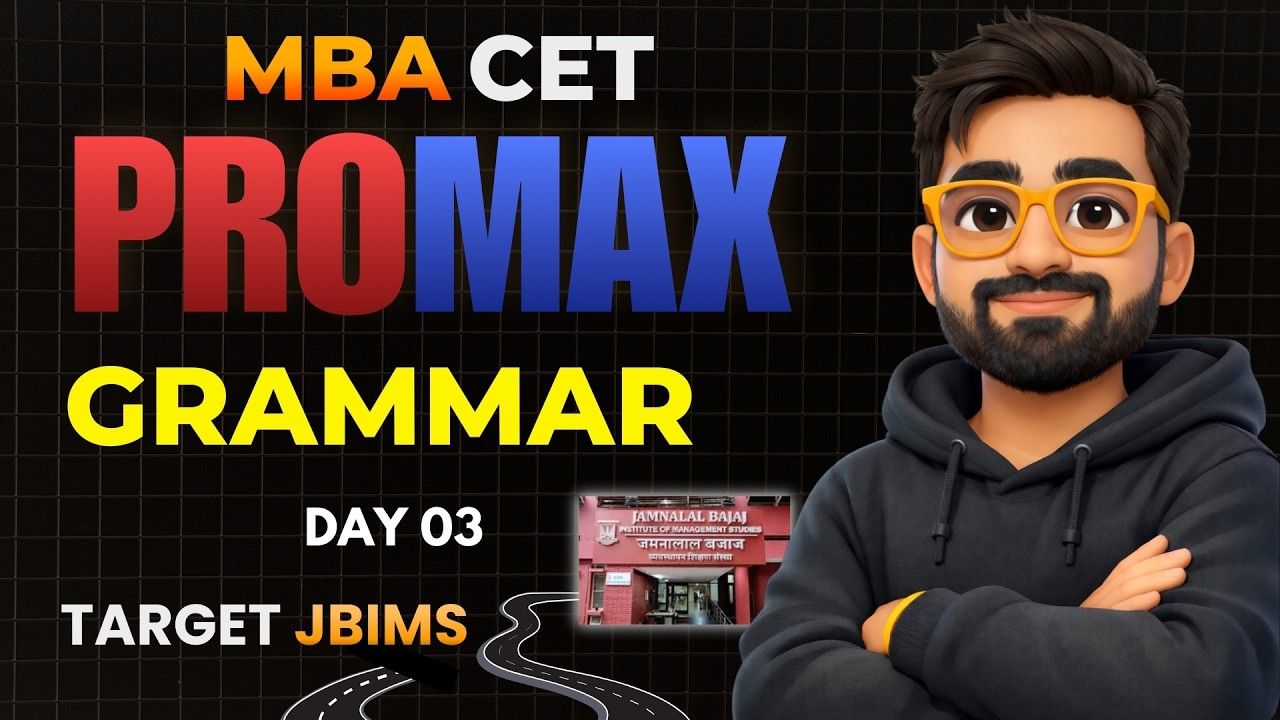 MBA CET PROMAX Lecture Series Day 03 | Grammar | Complete Preparation Strategy | Target JBIMS