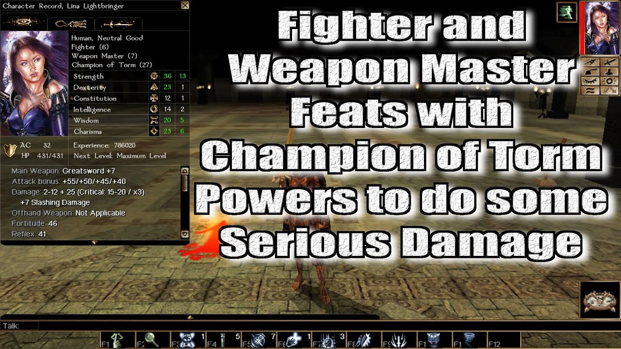 Neverwinter Nights Champion of Critical Hits Fighter Champion of Torm and Weapon Master Build