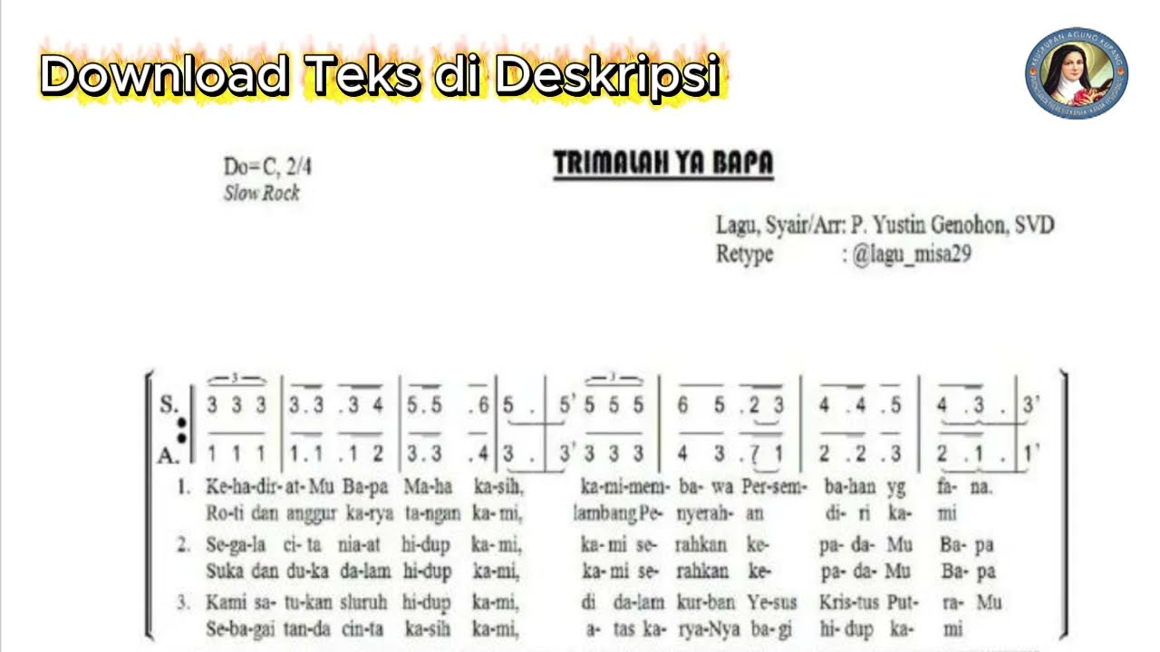 Trimalah Ya Bapa || Lagu Persembahan || P. Yustin Genohon. SVD