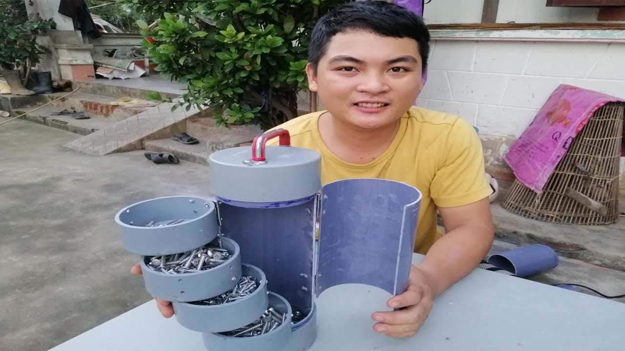 Convenient screw storage box from plastic tube