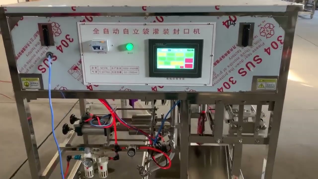 Automatic dual head spout pouch filling capping machine