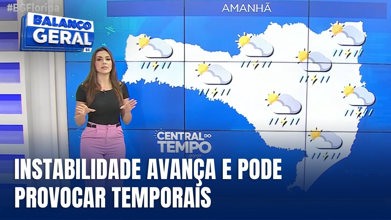 Central do Tempo - Semana começa instável com risco de temporais em Santa Catarina