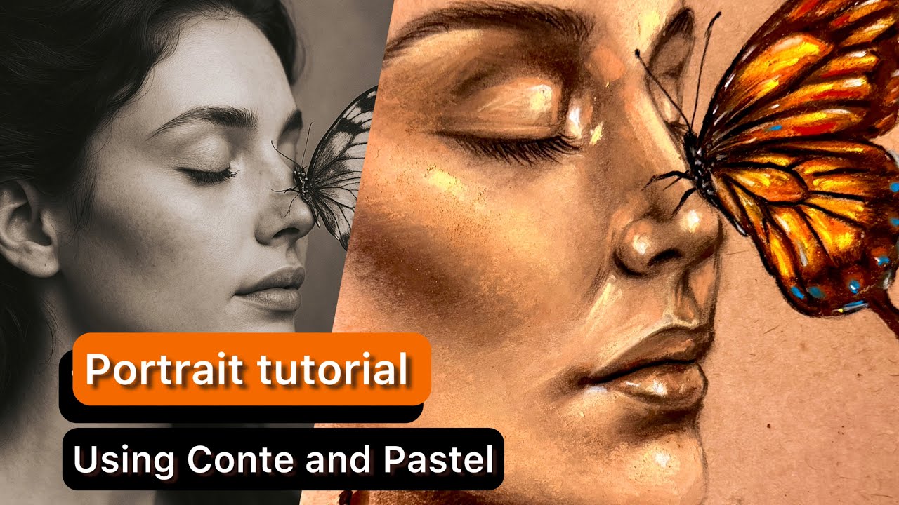 Portrait tutorial using conte and pastel