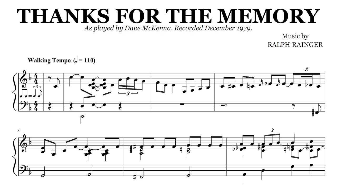 Dave McKenna - Thanks For The Memory (Full transcription) | Jazz piano solo