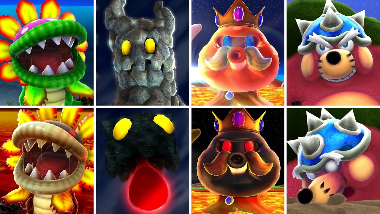 Super Mario Galaxy (Switch 2) - All World Bosses Before & After Defeat