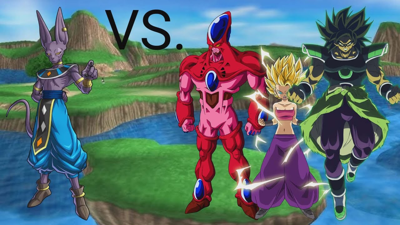 DBZ Budokai tenkaichi 4 BETA X Bills vs Hatchiyack, Caulifla ssj2 y Broly de Super.