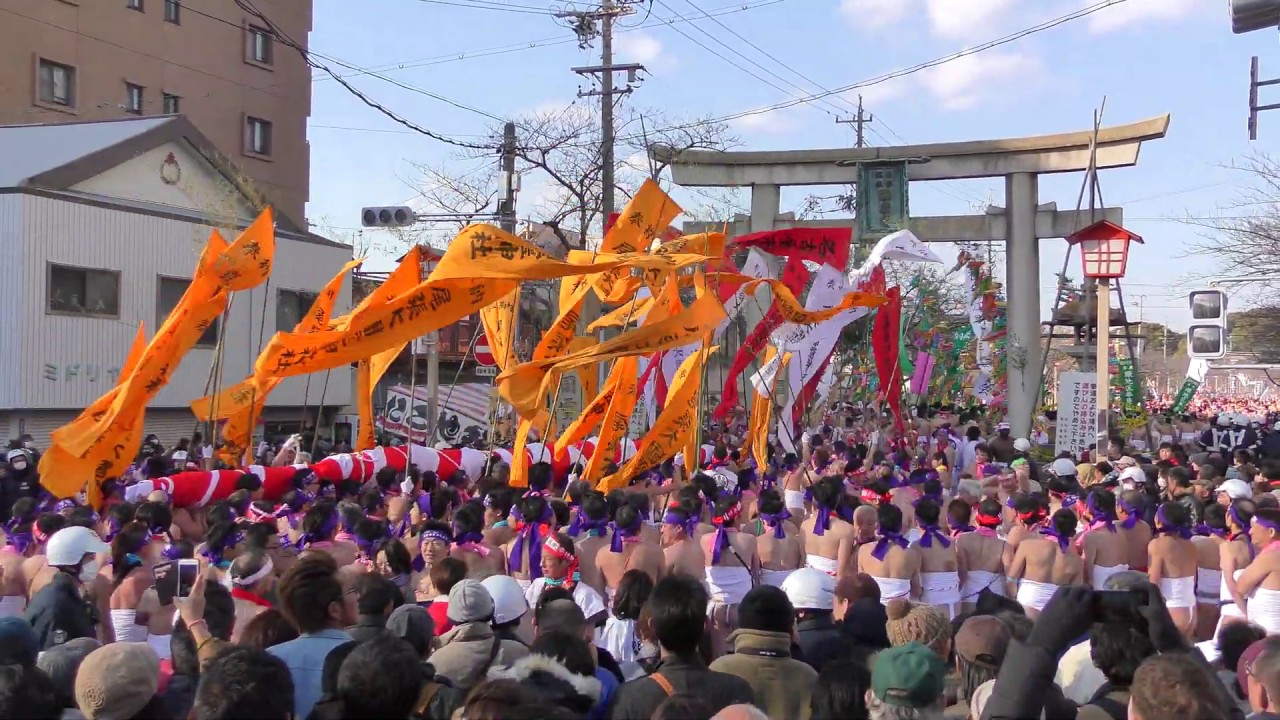 尾張大國霊神社 平成３１年 国府宮はだか祭 &rdquo;第二鳥居前 裸男 なおい笹奉納&rdquo;【8/11】（名古屋市西区裸男,長束厄年会, ,奥田馬場,中之庄ルーテックサクライ,晒会,木全,清須慶清会）