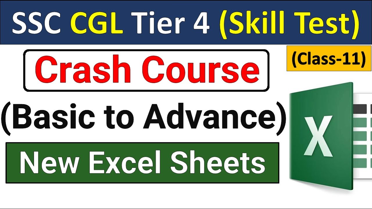 SSC CGL Tier 4 Skill Test class 11 | Excel skill test prep | MS Excel Tutorial with XLSX work files