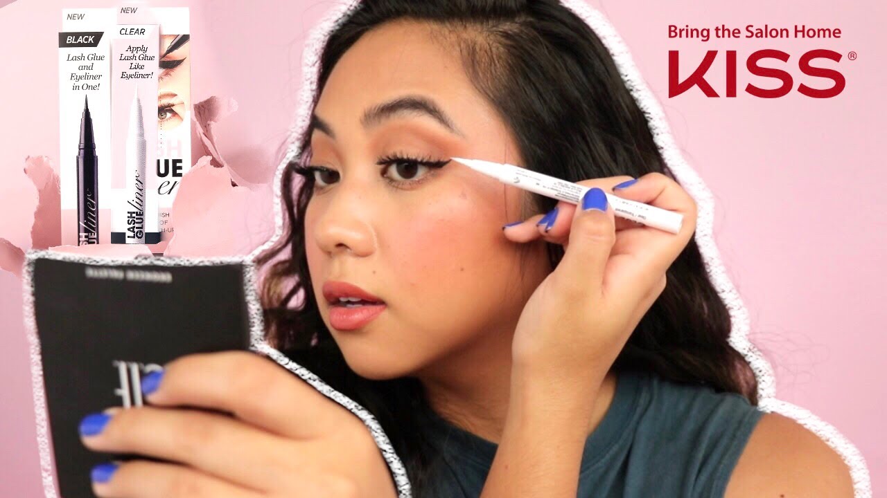 TESTING NEW KISS LASH GLUE LINER | CLEAR AND BLACK